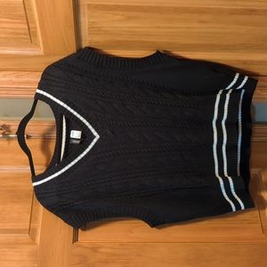 Divided Black Cable Knit V-Neck Sweater Vest